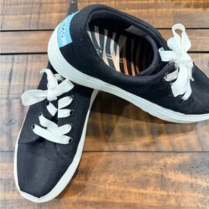 Toms Women's Black Canvas Sneakers with White Accents